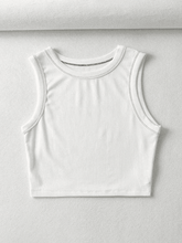 Geripptes Crop-Tanktop mit Ziernähten